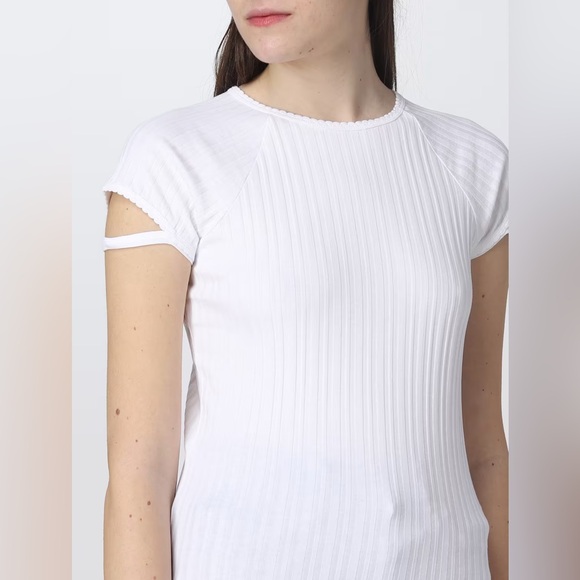 New! Helmut Lang white little ribbed core knit cotton t-shirt - Picture 3 of 10